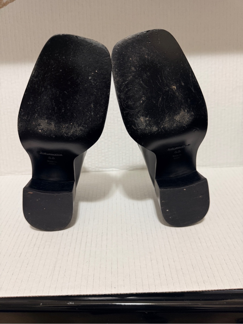 Reformation Black Silver Horsebit Leather Penny Loafers Shoes Sz 5 1/2 Fall - Picture 13 of 16